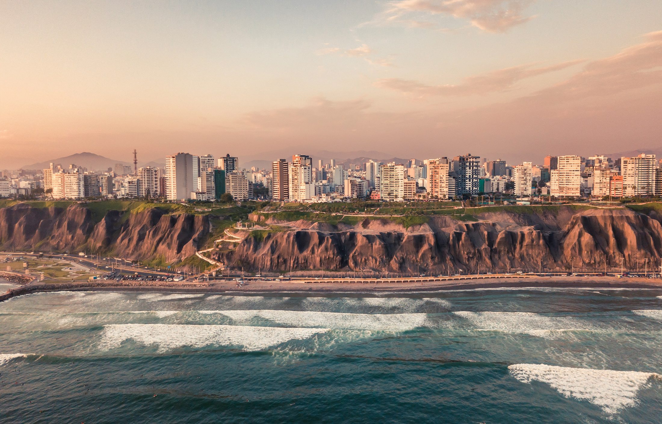Lima buildings above the Pacific coast